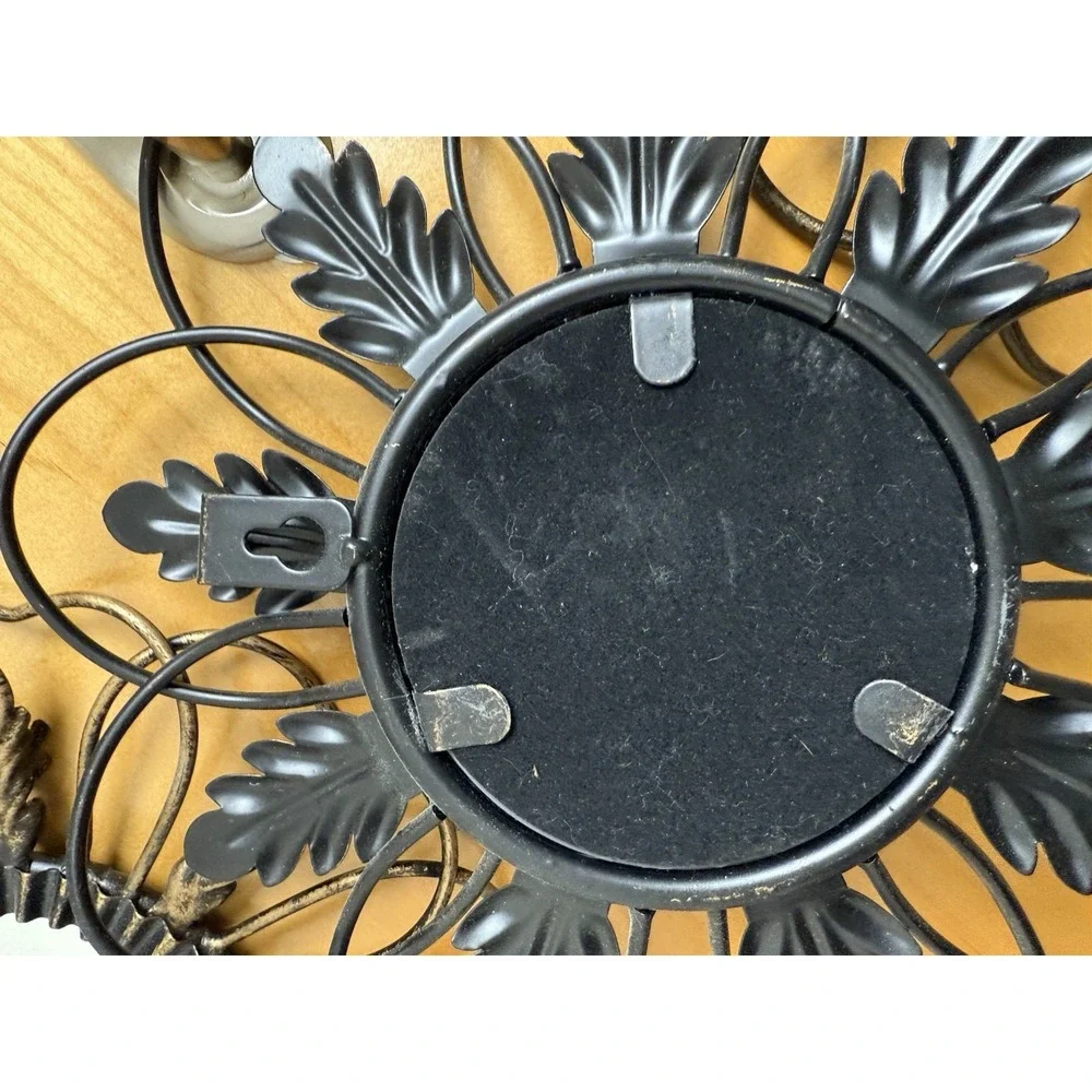 Lot of 3 Vintage Metal Flower Shaped Hanging Mirrors with Leaves Home Decor